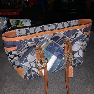 Coach handbag with leather trim